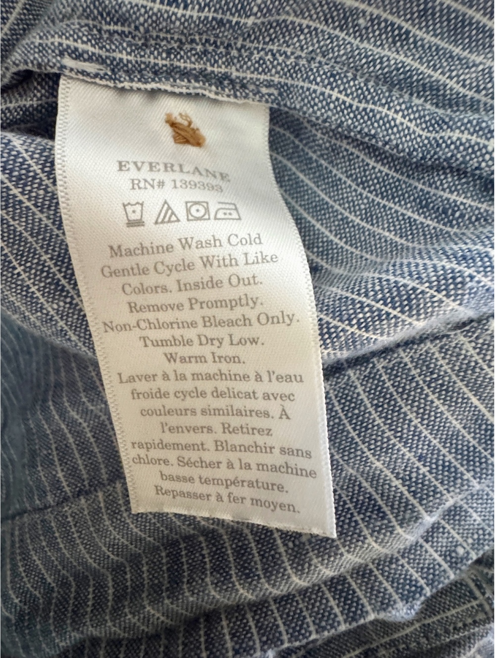 Everlane Linen Workwear Shirt | S | Blue Stripe Boxy Cropped 100% Linen - Picture 5 of 6